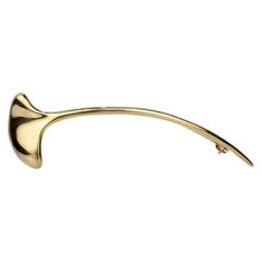Modern Tiffany & Co. 18 Karat Gold Stylized Gingko Leaf Brooch or Pin