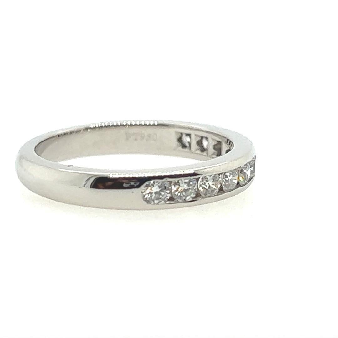 Modern Tiffany & Co Natural .17 Carat Diamond Halfway Platinum Engagement Band In Good Condition For Sale In Los Angeles, CA