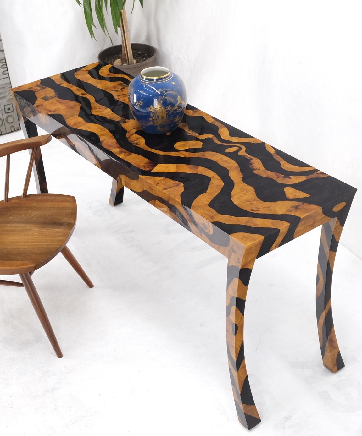 Modern Tiger Pattern Tessellated Stone Cabriole Legs Console Sofa Table Mint 1