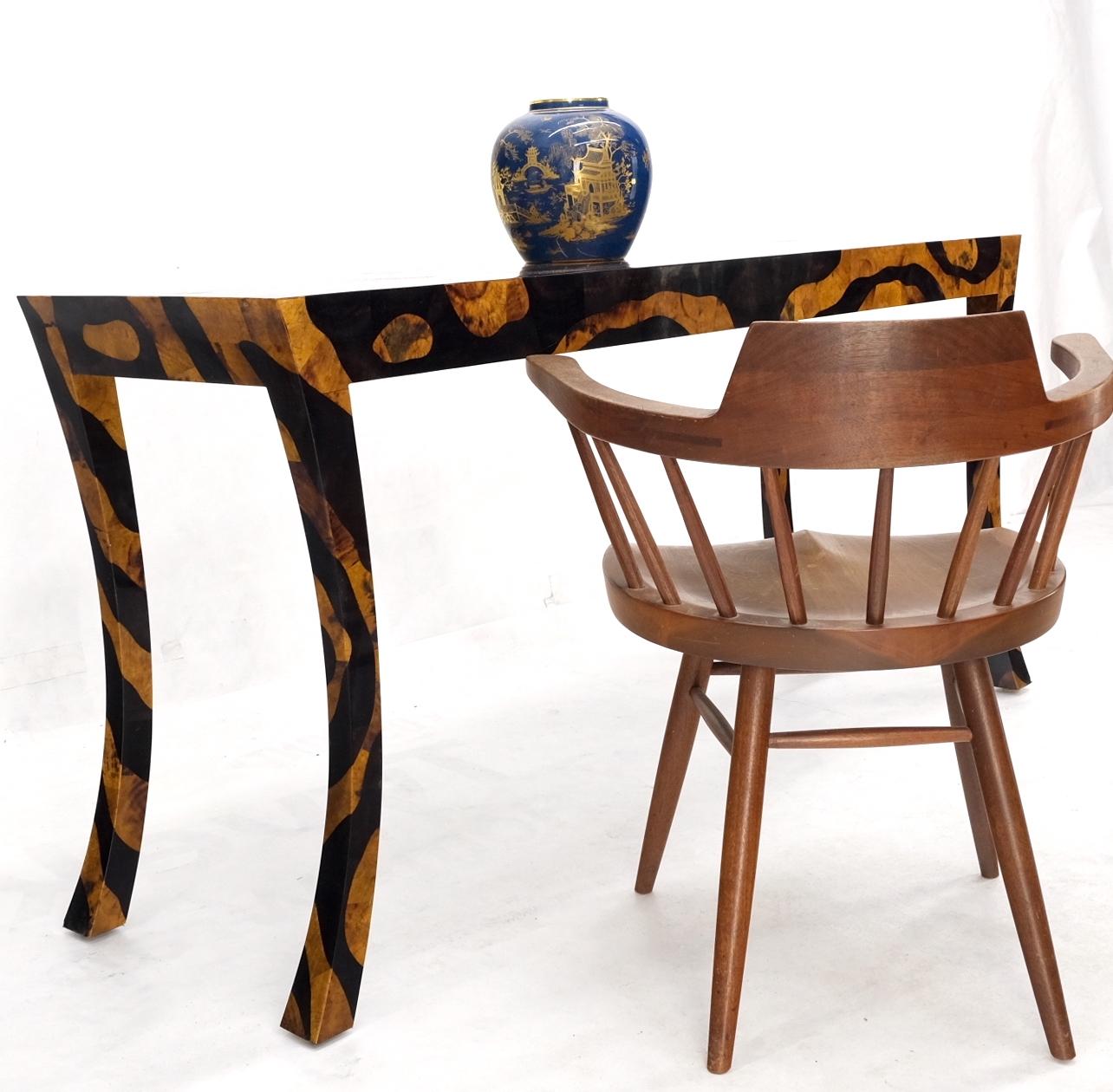 Modern Tiger pattern tessellated stone Cabriole legs console sofa table mint.