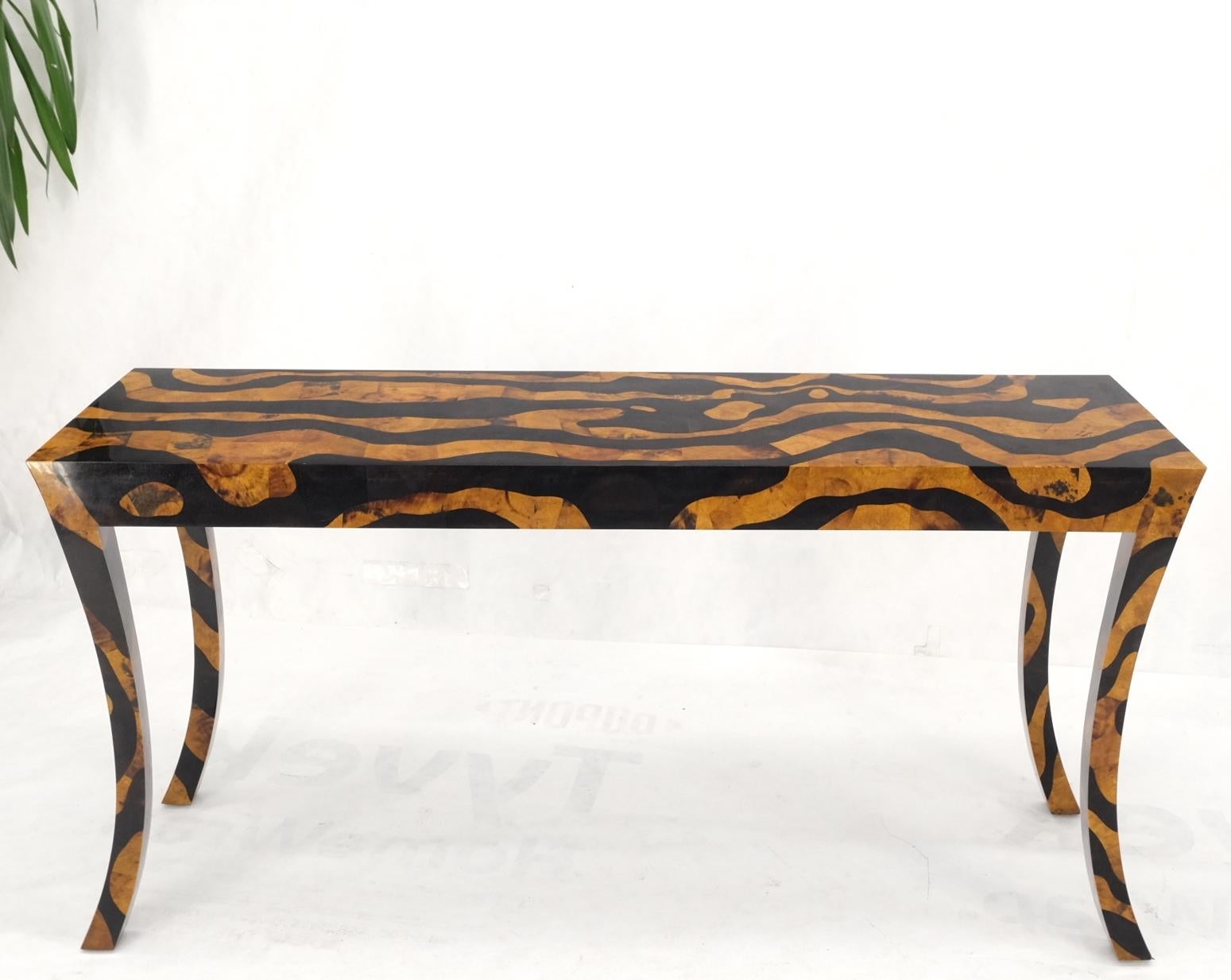 Mosaic Modern Tiger Pattern Tessellated Stone Cabriole Legs Console Sofa Table Mint