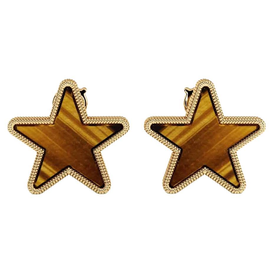 Boucles d'oreilles modernes en forme d'étoile de tigre en or 18 carats