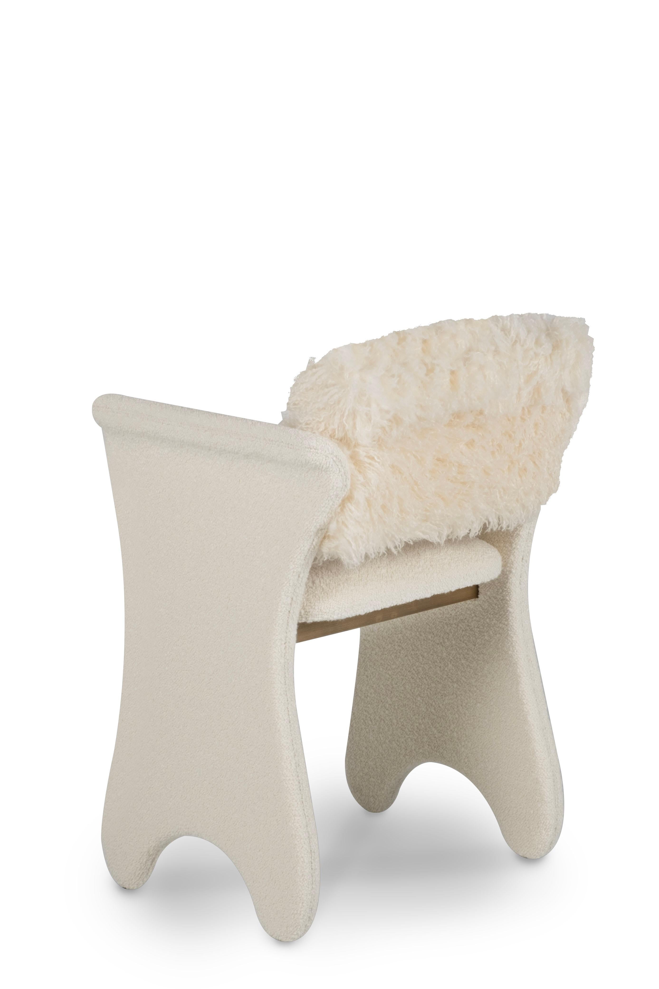 Laiton The Modernity Timeless Office Chair, Bouclé Faux Fur, Handmade Portugal by Greenapple en vente