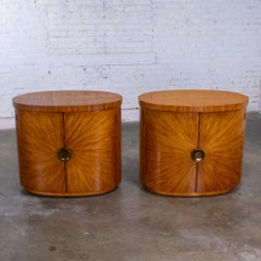 Modern to Art Deco Arbus Pair Oval Nightstands or Tables 6000 Series by Henredon