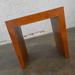 Modern to Post Modern Cognac Leather Game Table with Angled Legs from India