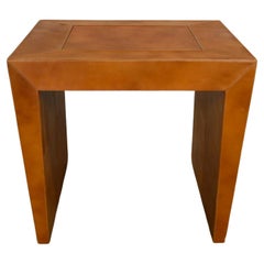 Vintage Modern to Post Modern Cognac Leather Game Table with Angled Legs from India