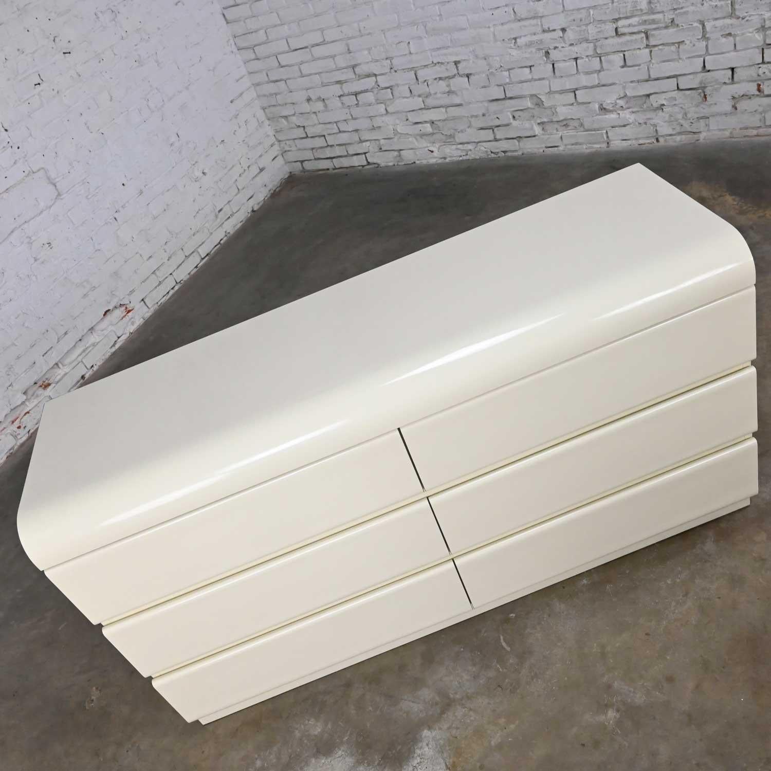 Modern to Post Modern White Laminate 6 Drawer Custom Dresser or Center Display For Sale 2