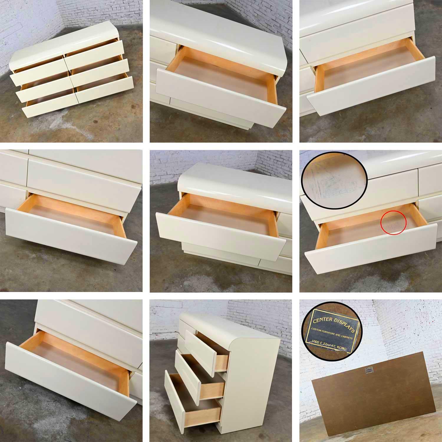 Modern to Post Modern Laminate White 6 Drawer Custom Dresser or Center Display en vente 7