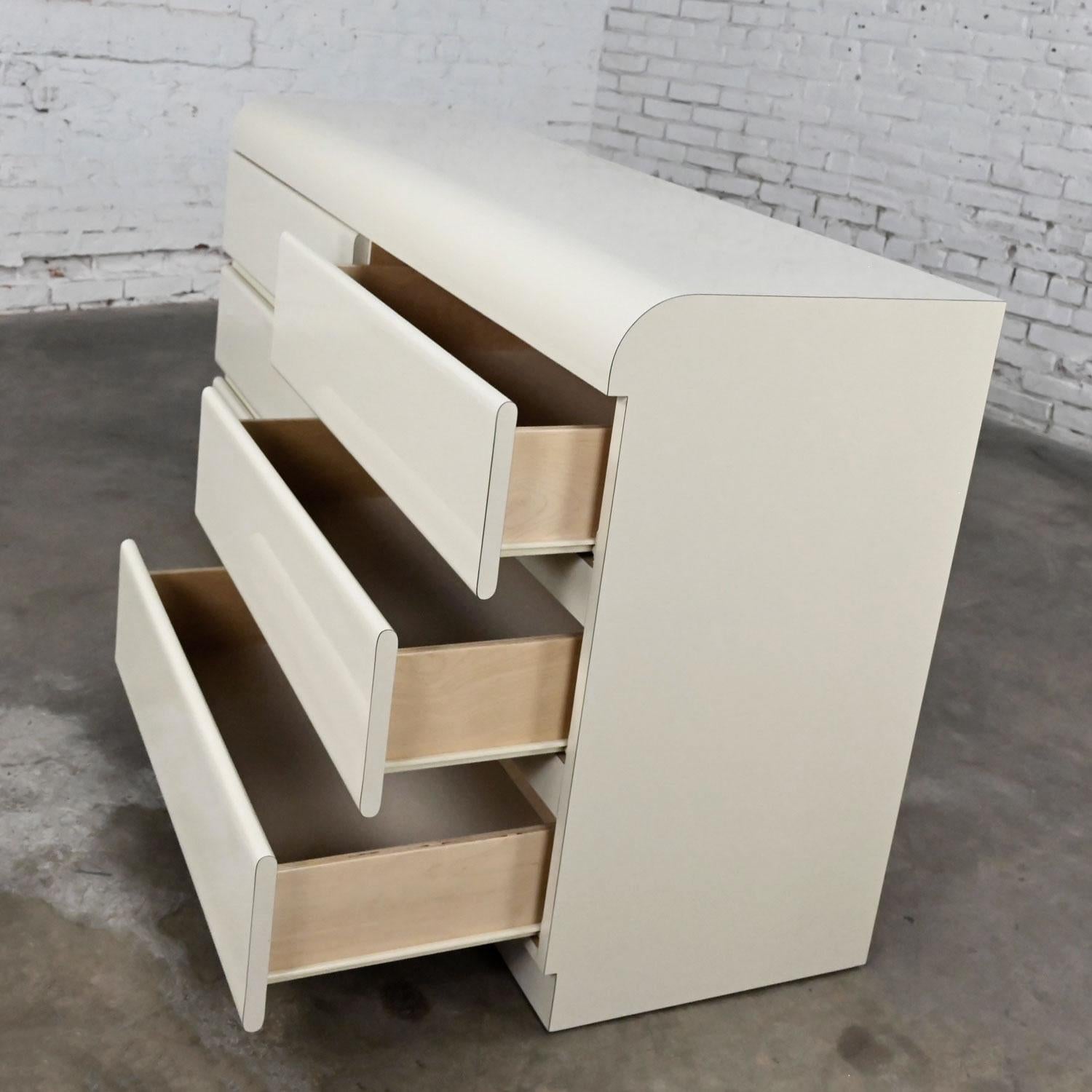 20th Century Modern to Post Modern White Laminate 6 Drawer Custom Dresser or Center Display For Sale