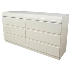 Modern to Post Modern White Laminate 6 Drawer Custom Built Dresser Center Displa