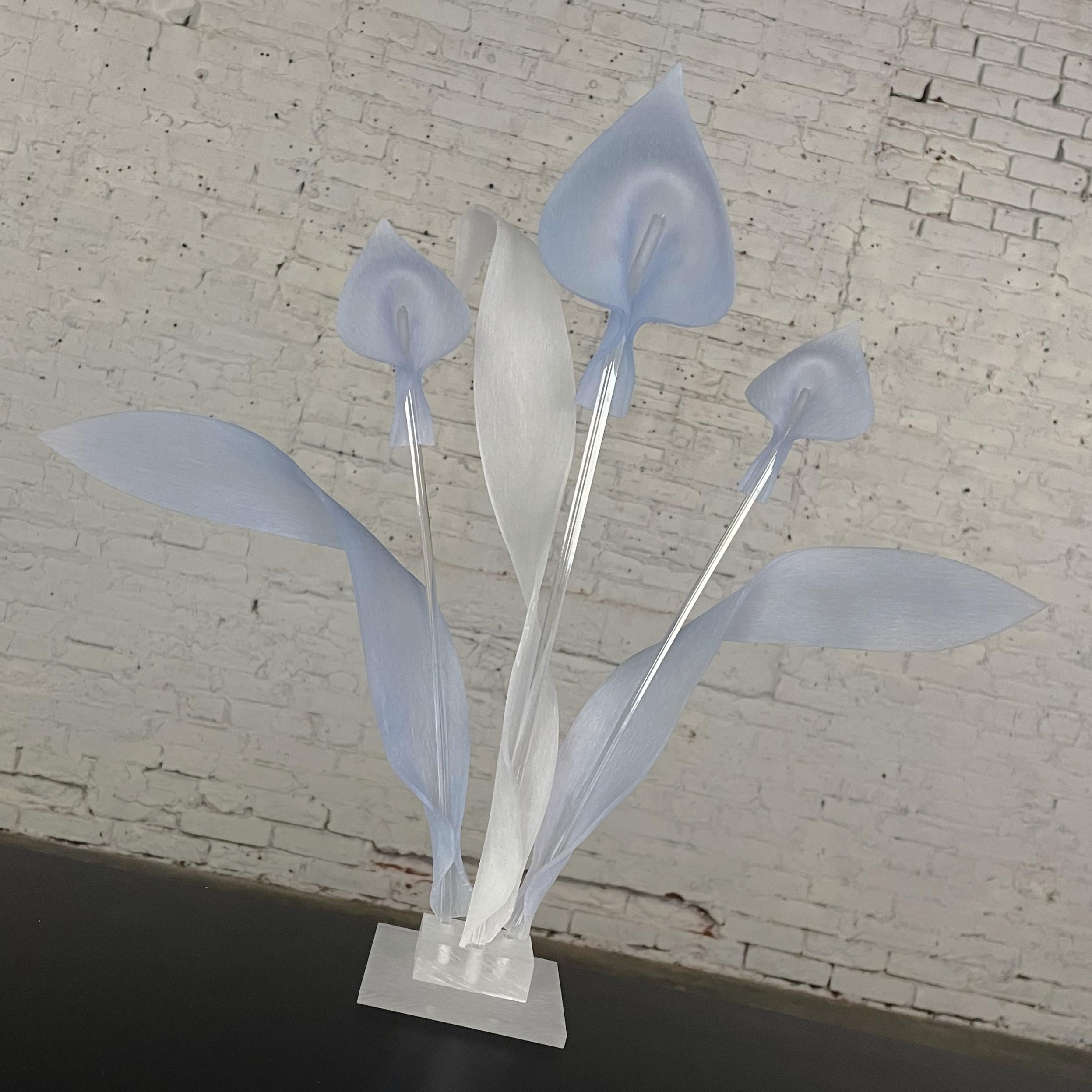 Post-Modern Modern to Postmodern Calla Lily Blue & Clear Lucite Sculpture or Centerpiece  For Sale