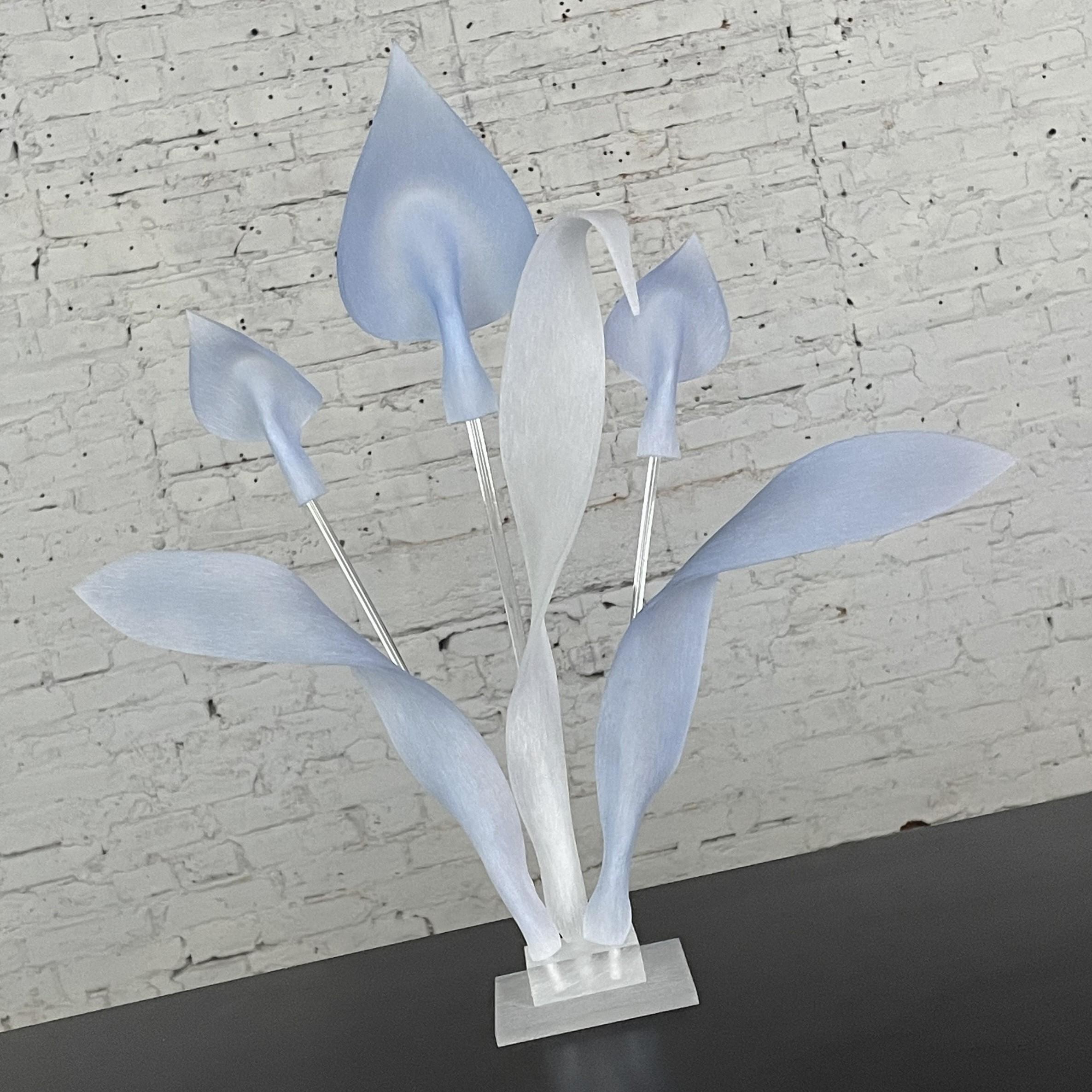 20th Century Modern to Postmodern Calla Lily Blue & Clear Lucite Sculpture or Centerpiece  For Sale