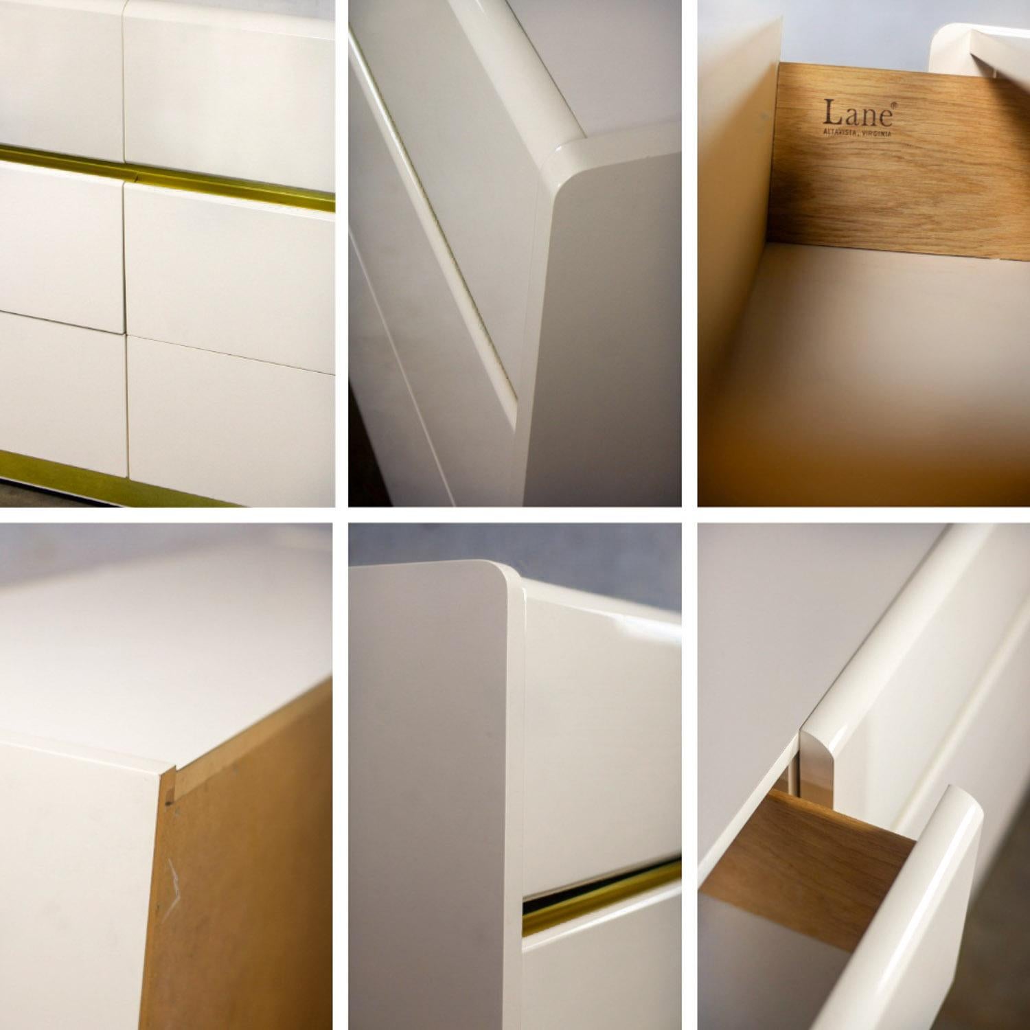 Modern bis Postmodern Lane Furniture 6 Schublade Kommode oder Buffet Weiß Lackiert im Angebot 8