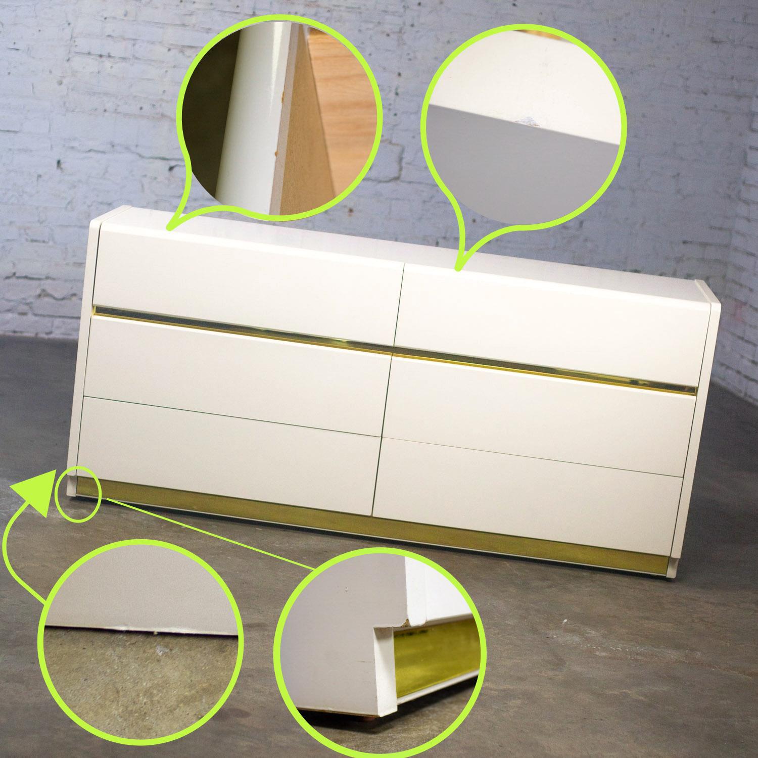 Modern bis Postmodern Lane Furniture 6 Schublade Kommode oder Buffet Weiß Lackiert im Angebot 9