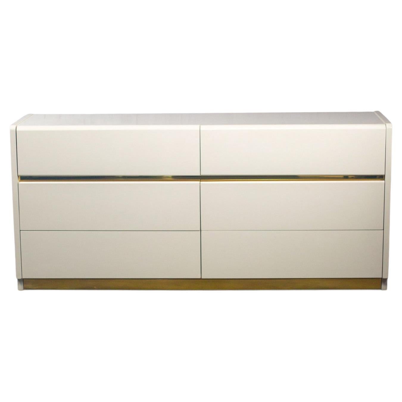 Modern bis Postmodern Lane Furniture 6 Schublade Kommode oder Buffet Weiß Lackiert