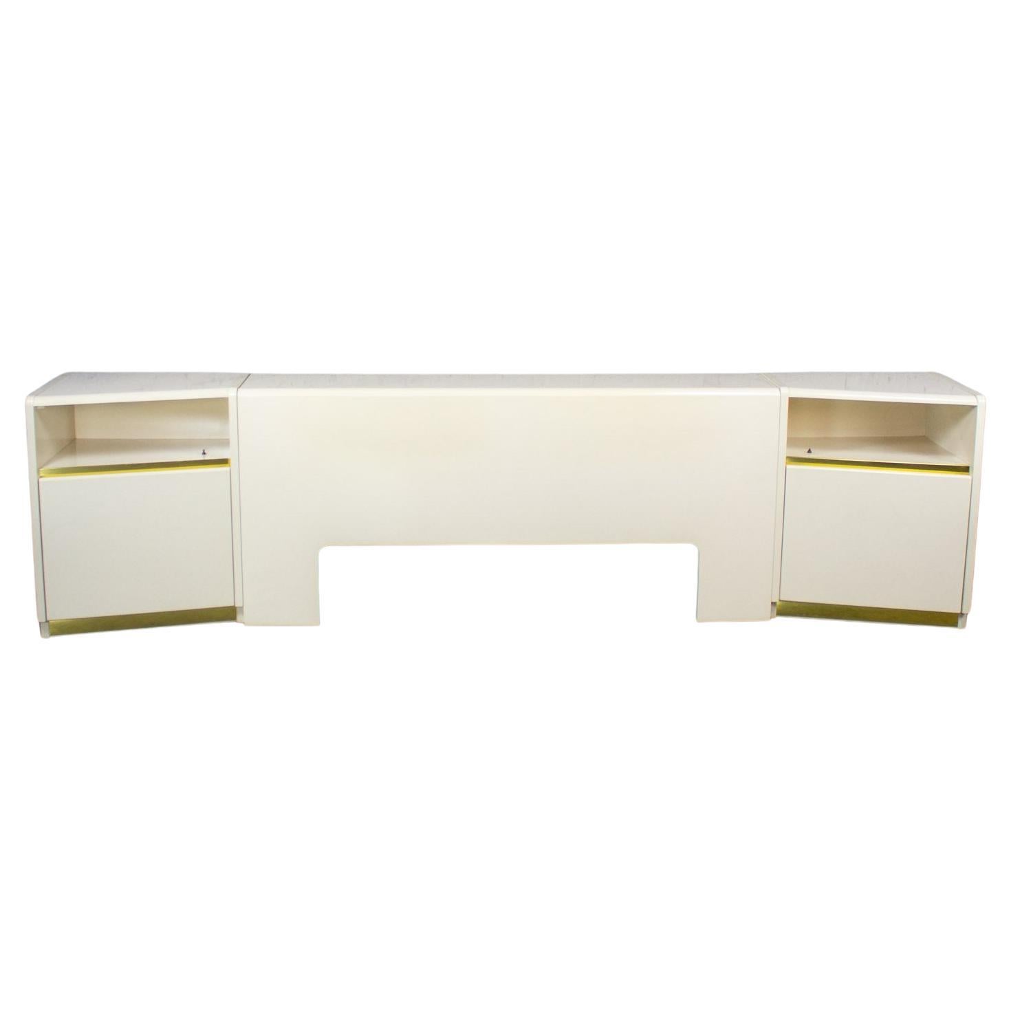 Modern bis Postmodern Lane Furniture Queen Size Bett Kopfteil w/Nachttische Weiß im Angebot