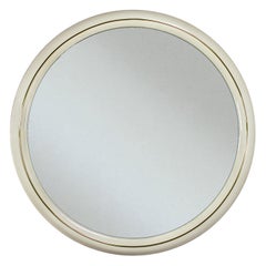 Moderne à postmoderne Lane Furniture Miroir mural rond en laque blanche et laiton