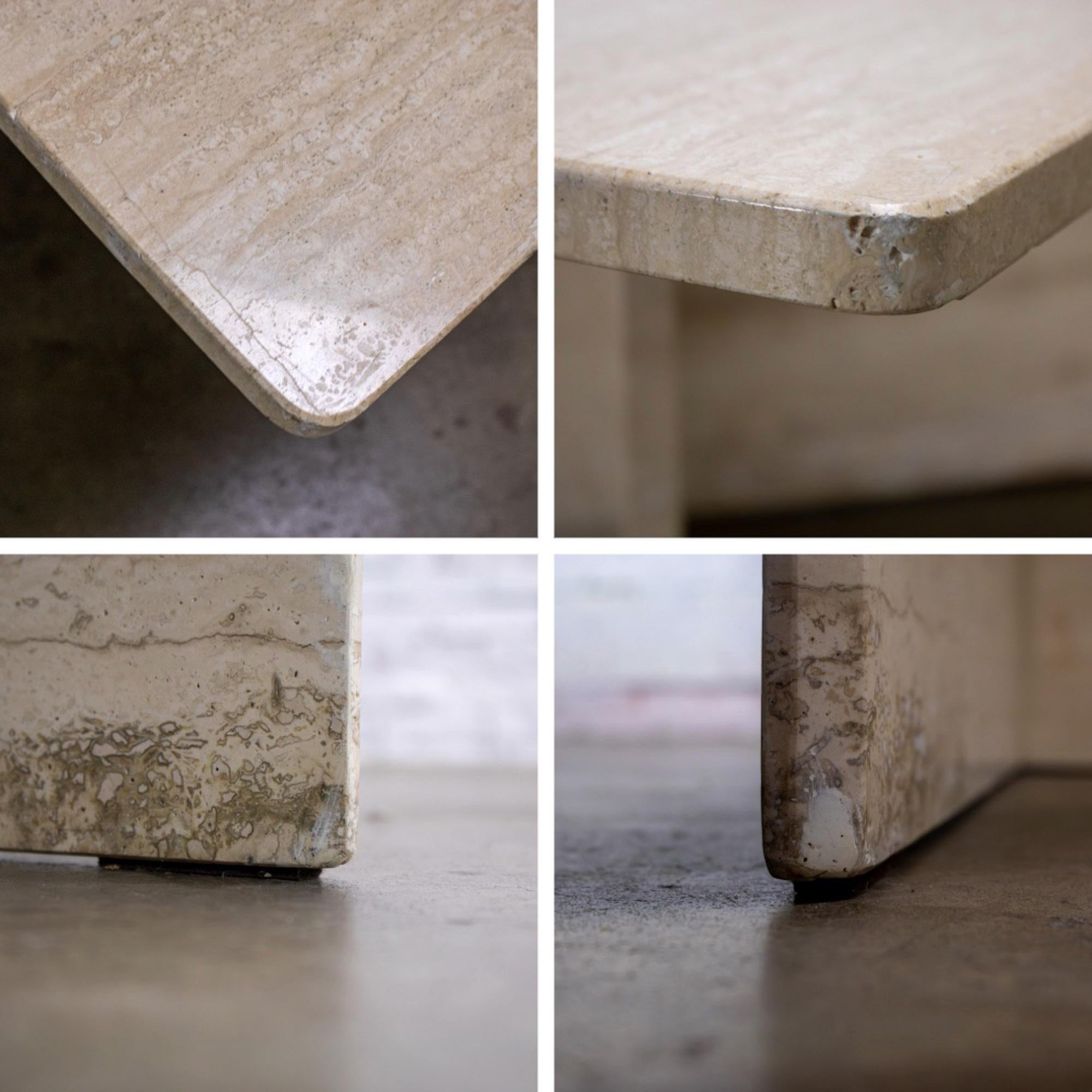 Modern to Postmodern Triangle Travertine Coffee or Cocktail Table Style Up & Up For Sale 14