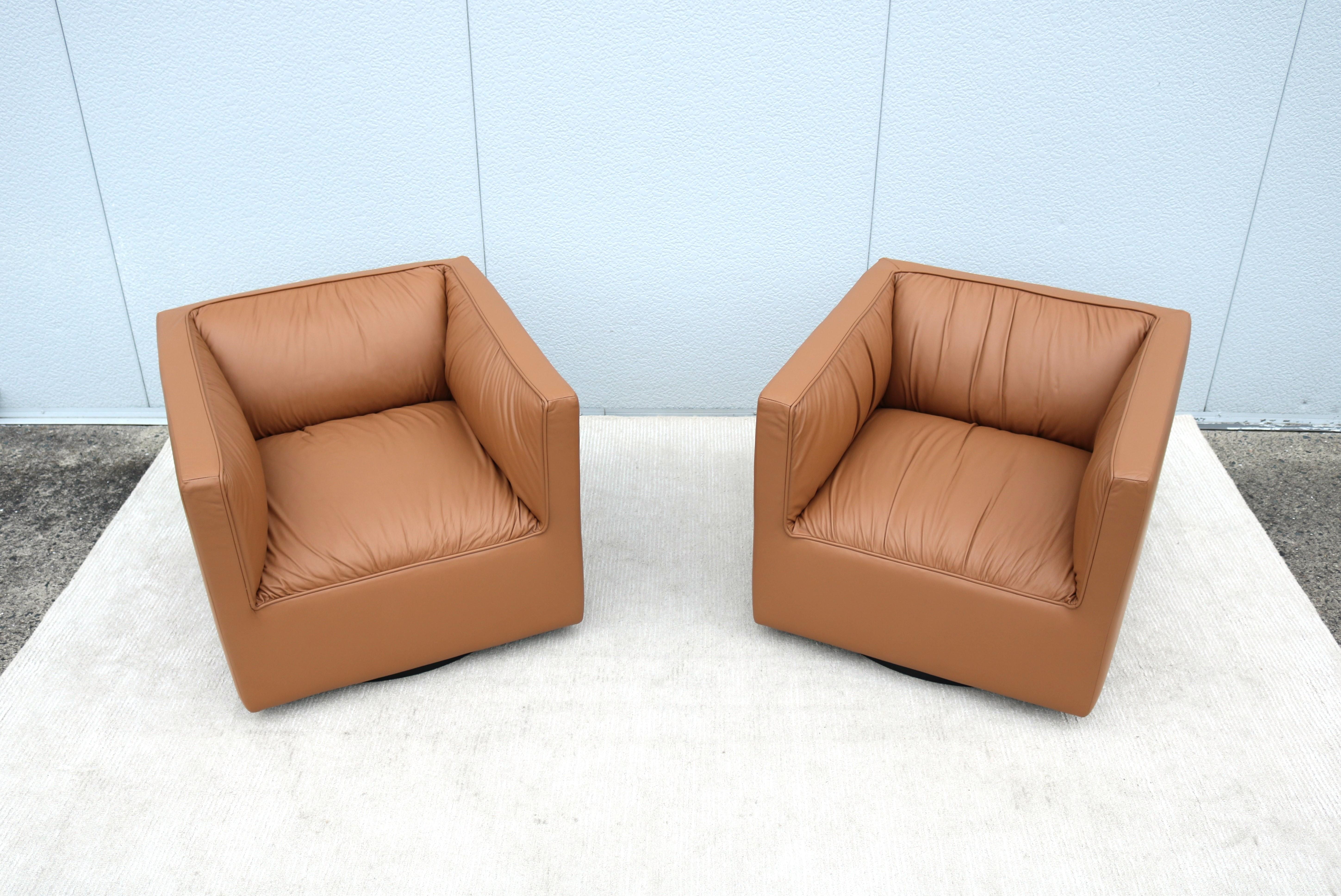 Other Modern Toan Nguyen for Studio TK Infinito Leather Swivel Lounge Chairs - a Pair For Sale