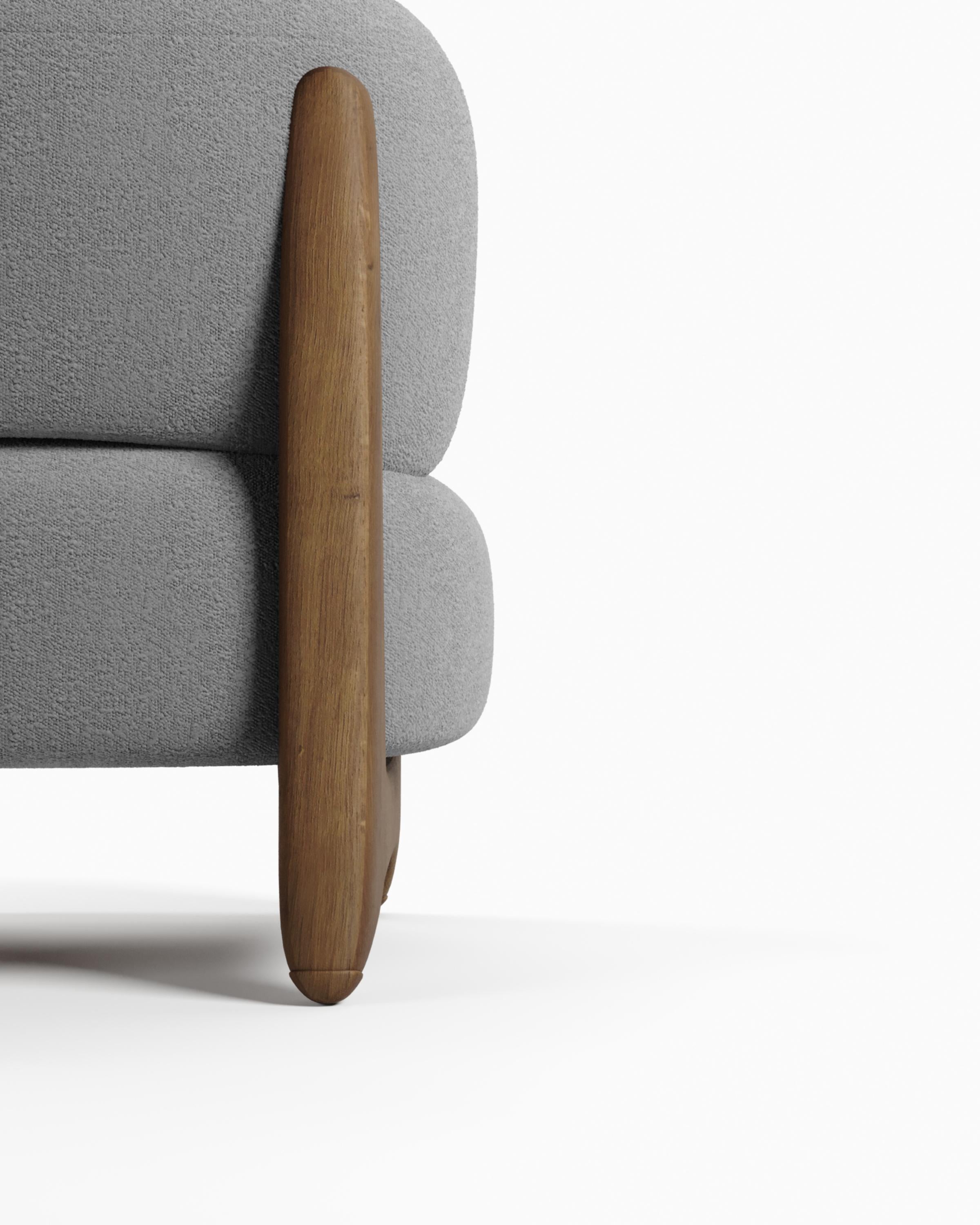 The Moderns Tobo Armchair in bouclé Charcoal & Oak Wood by Collector Studio Neuf - En vente à Castelo da Maia, PT