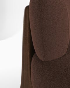 Modern Tobo Armchair in Bouclé Dark Brown & Oak Wood by Collector Studio