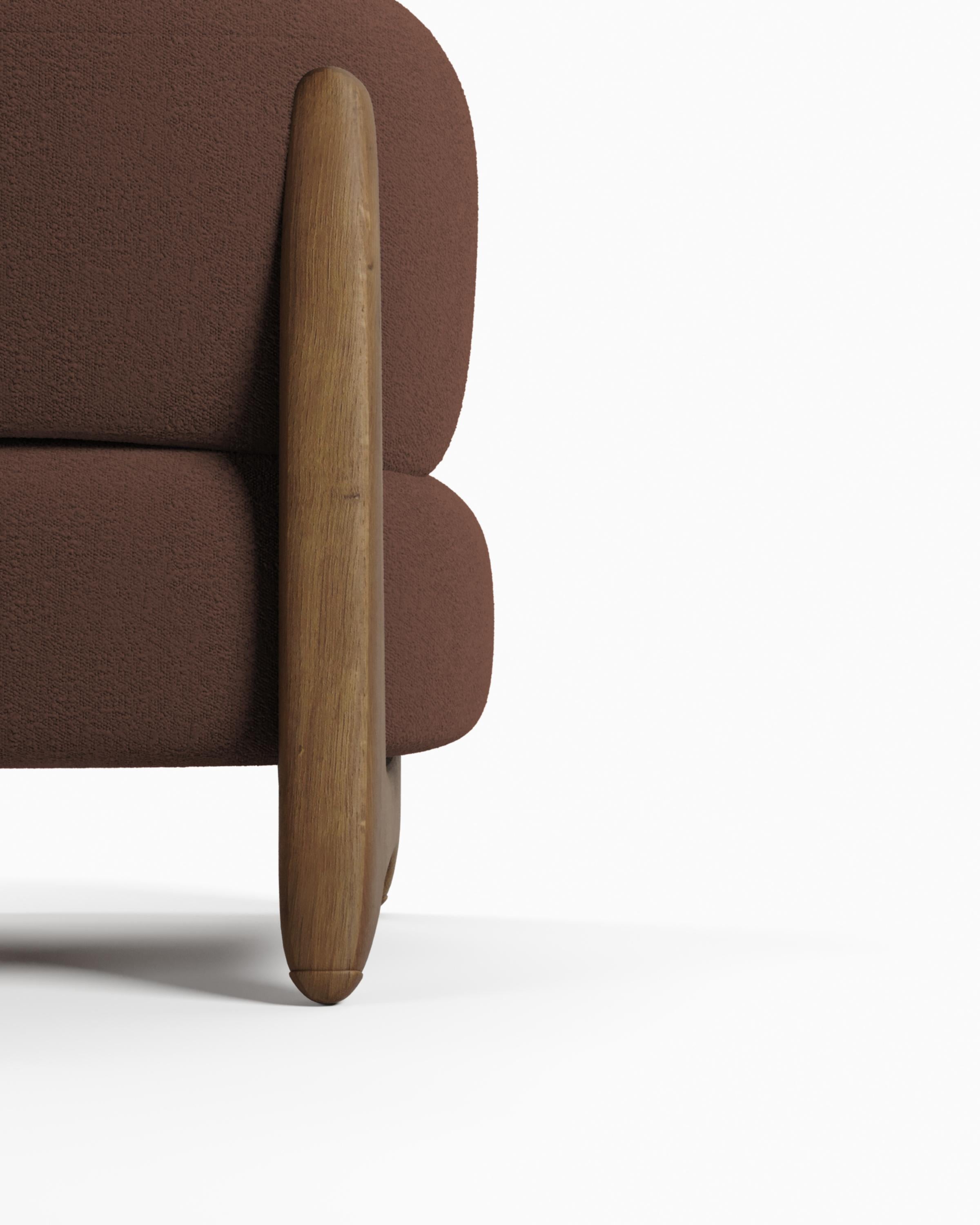 Modern Tobo Armchair in Bouclé Dark Brown & Oak Wood by Collector Studio In New Condition For Sale In Castelo da Maia, PT