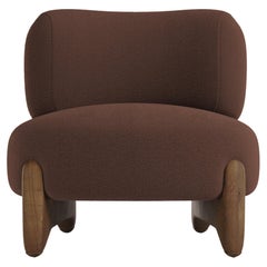 The Moderns Tobo Armchair in Bouclé Dark Brown & Oak Wood by Collector Studio