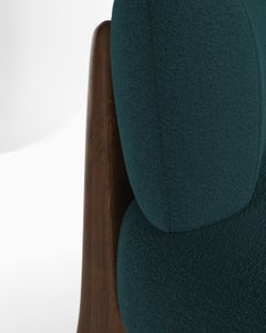 Modern Tobo Armchair in bouclé Night Blue & Oak Wood by Collector Studio