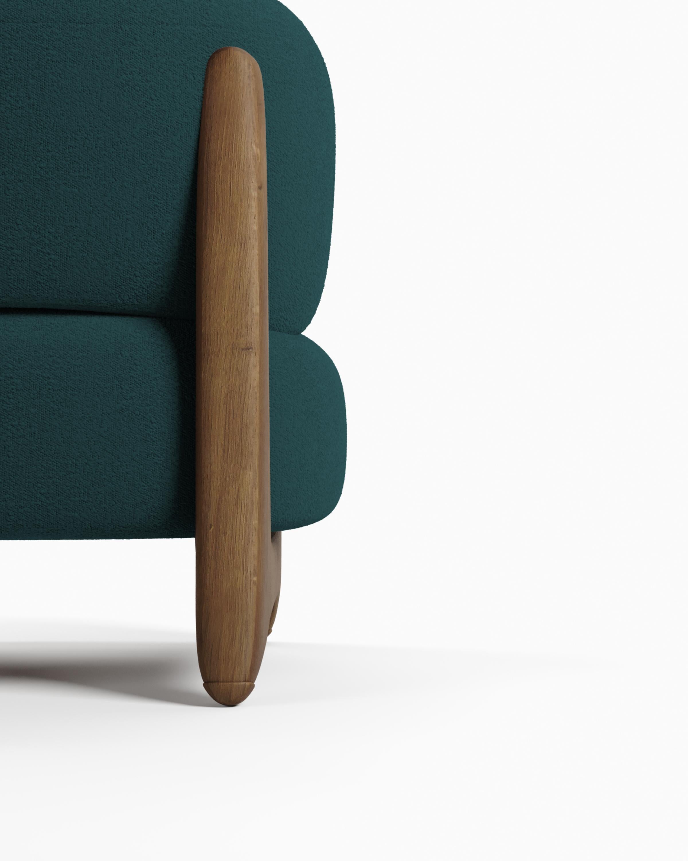 Moderner Tobo-Sessel aus Boucle-Nachtblauem und Eichenholz von Collector Studio im Zustand „Neu“ im Angebot in Castelo da Maia, PT