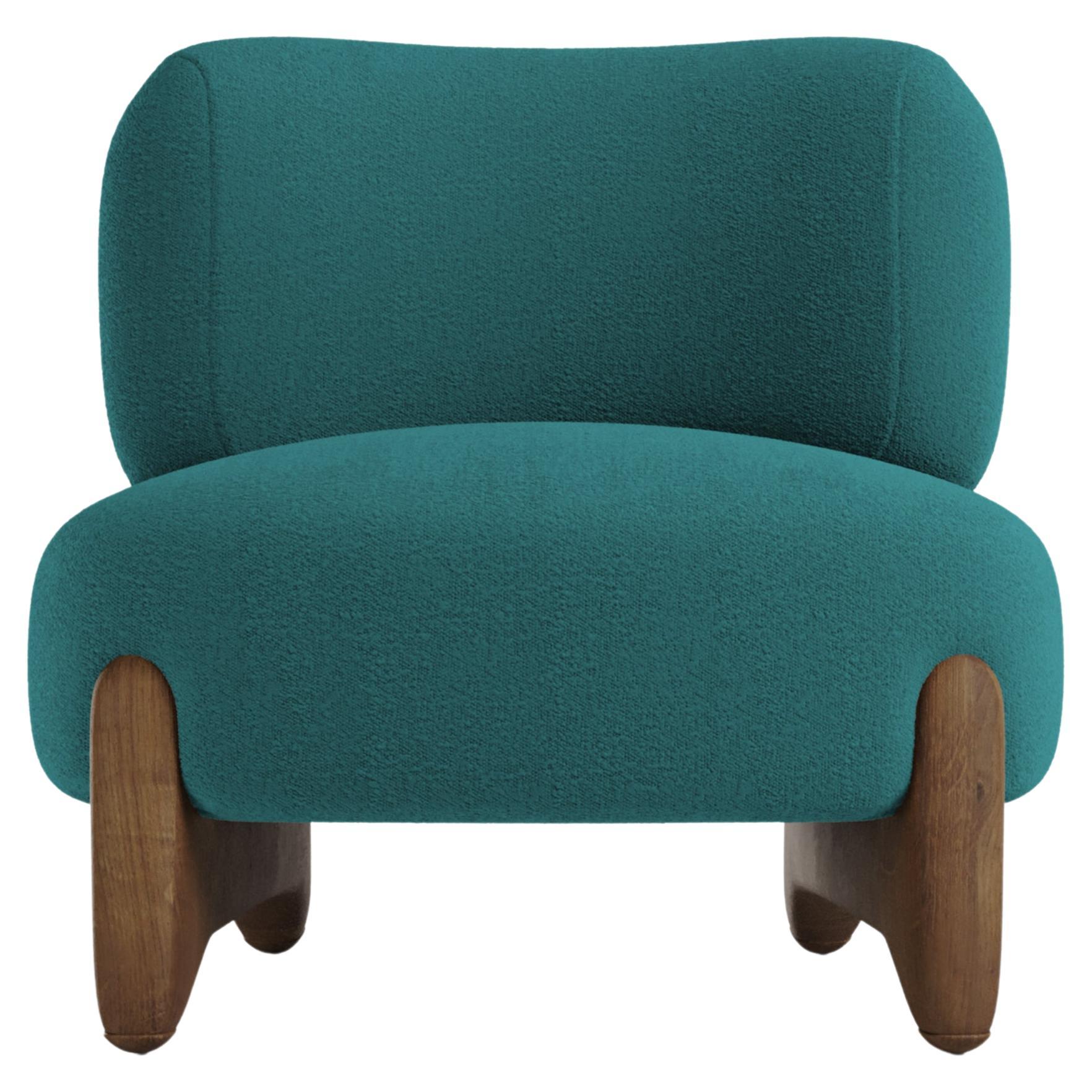 Moderner Tobo Sessel aus Bouclé Ocean Blue & Oak Wood von Collector Studio