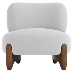 Modern Tobo Armchair in Boucle White & Oak Wood by Collector Studio