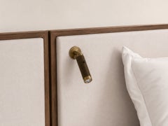 Modern Tocana US Queen Size Beige Chenille Bed, Handmade Portugal By Greenapple