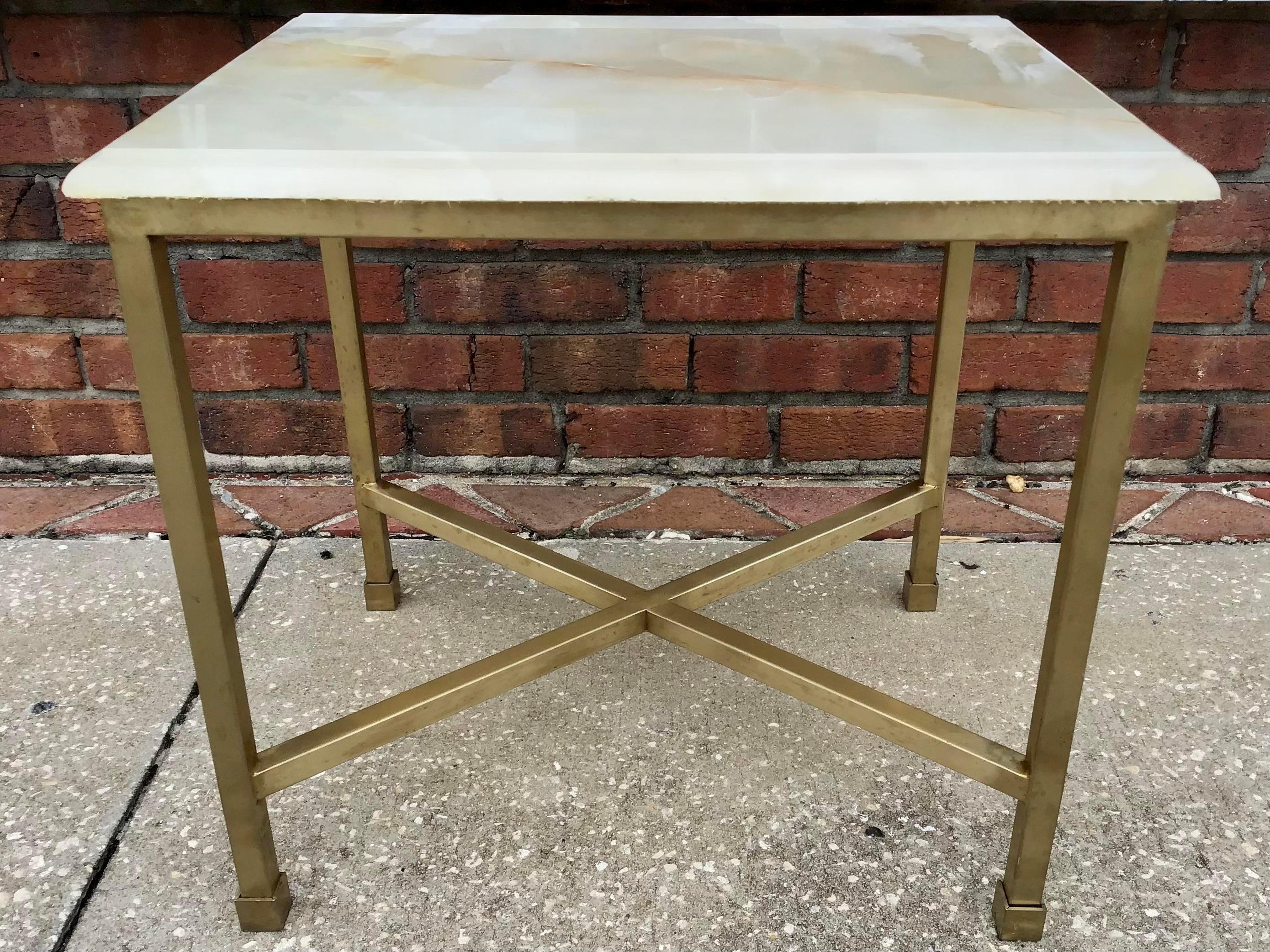 Modern Todd Hase Christelle Cocktail Table with Onyx Top In Good Condition For Sale In Los Angeles, CA
