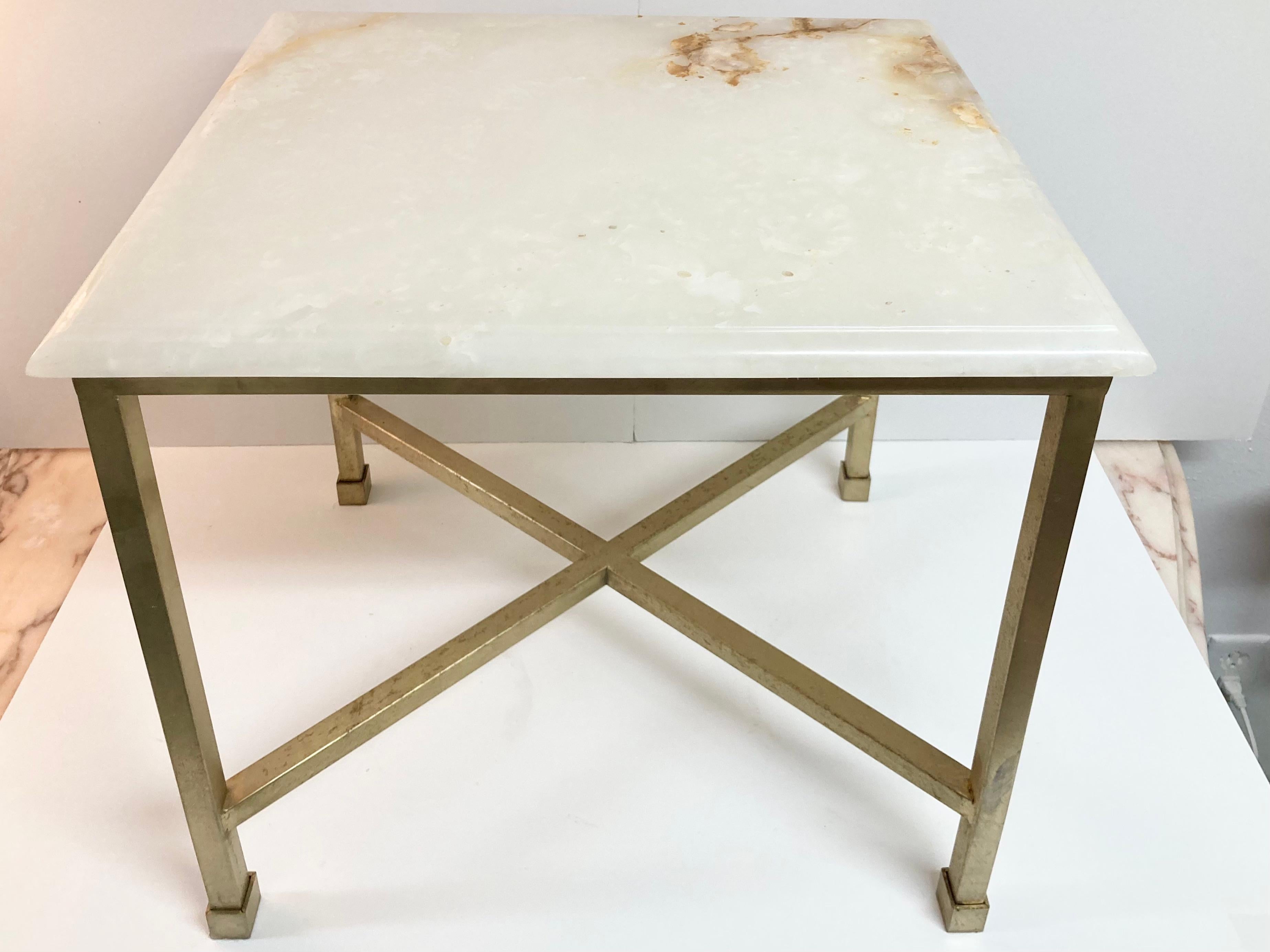 Modern Todd Hase Christelle Cocktail Table With Onyx Top In Good Condition In Los Angeles, CA