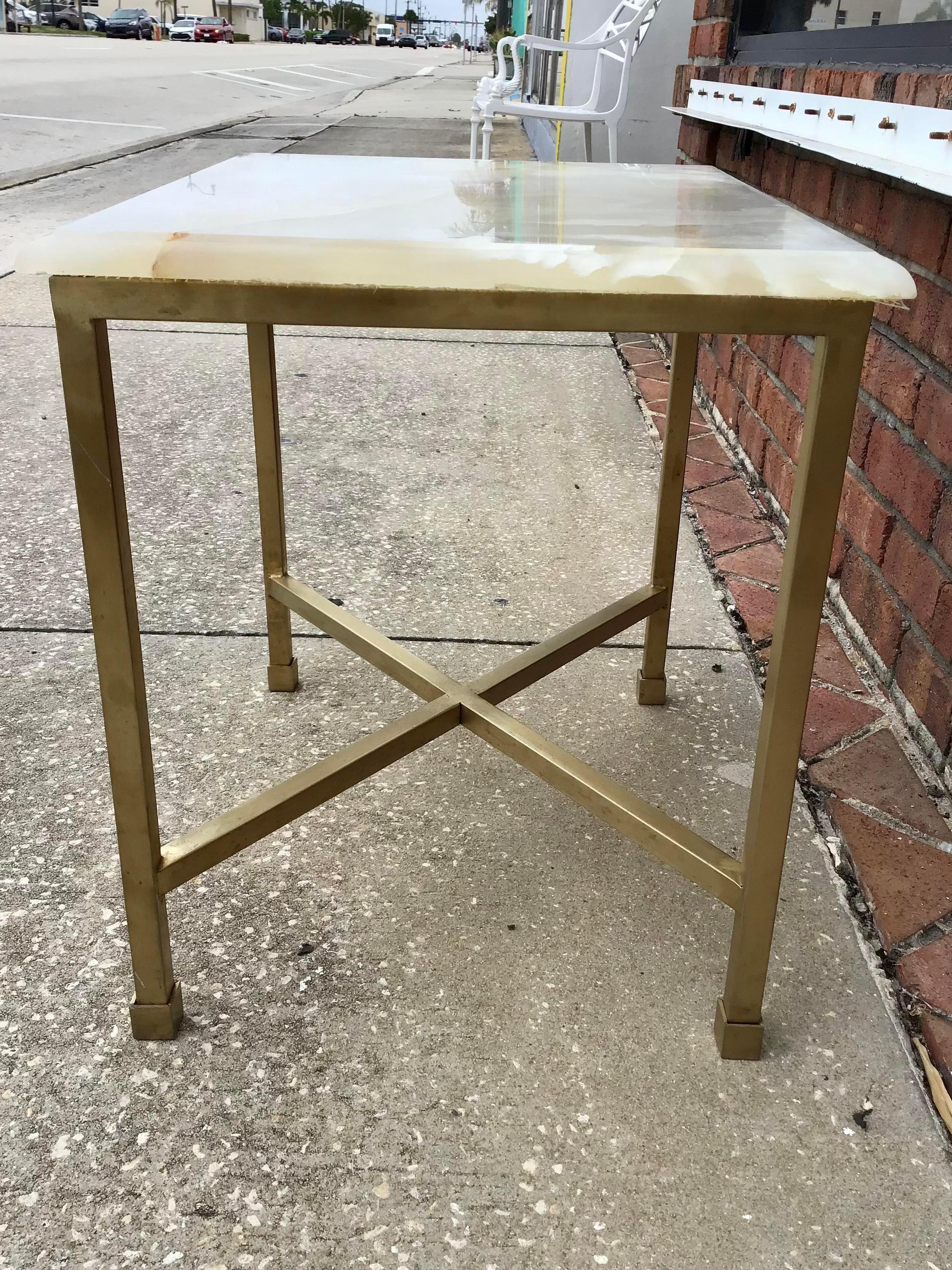 Contemporary Modern Todd Hase Christelle Cocktail Table with Onyx Top For Sale