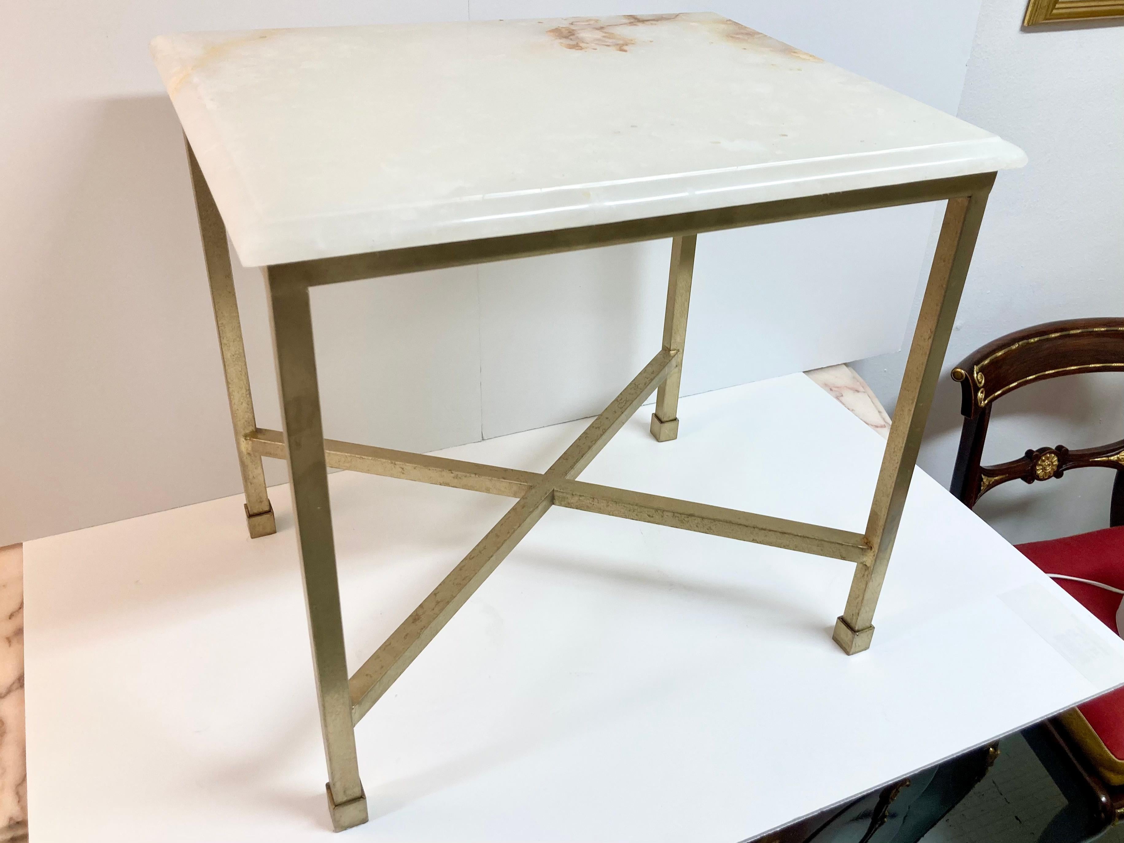 Metal Modern Todd Hase Christelle Cocktail Table With Onyx Top