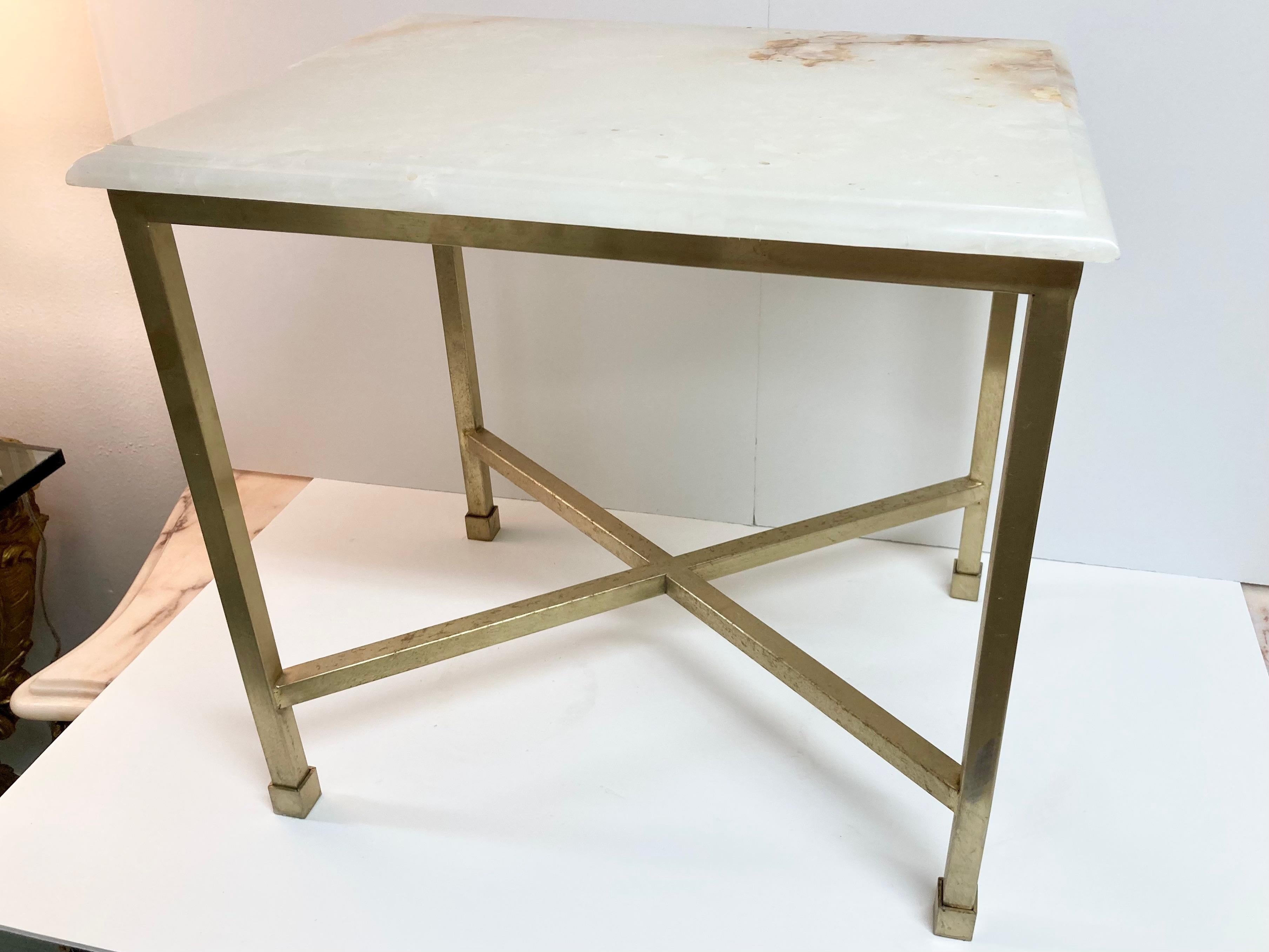 Modern Todd Hase Christelle Cocktail Table With Onyx Top 2