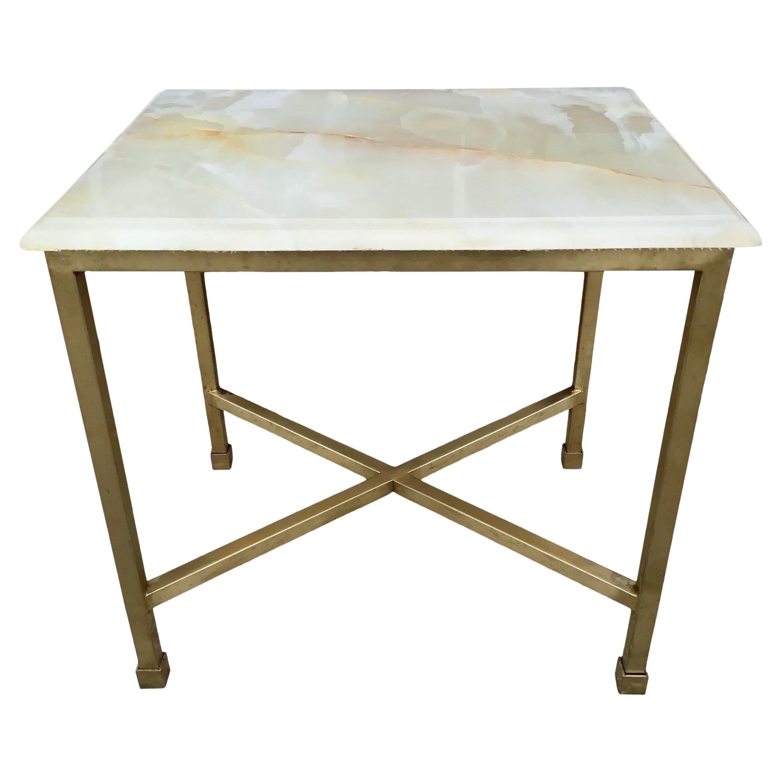 Modern Todd Hase Christelle Cocktail Table with Onyx Top For Sale