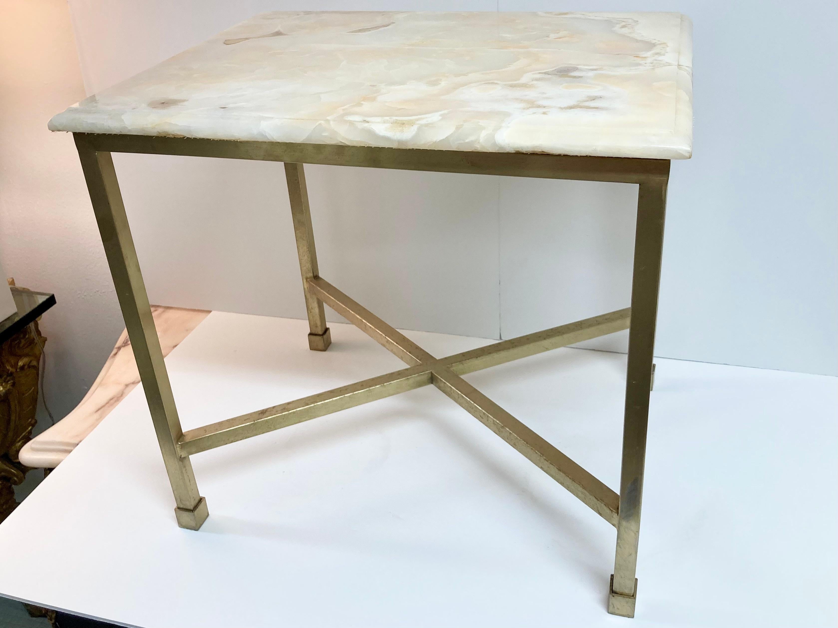 Modern Todd Hase Cocktail Table With Onyx Top In Good Condition In Los Angeles, CA