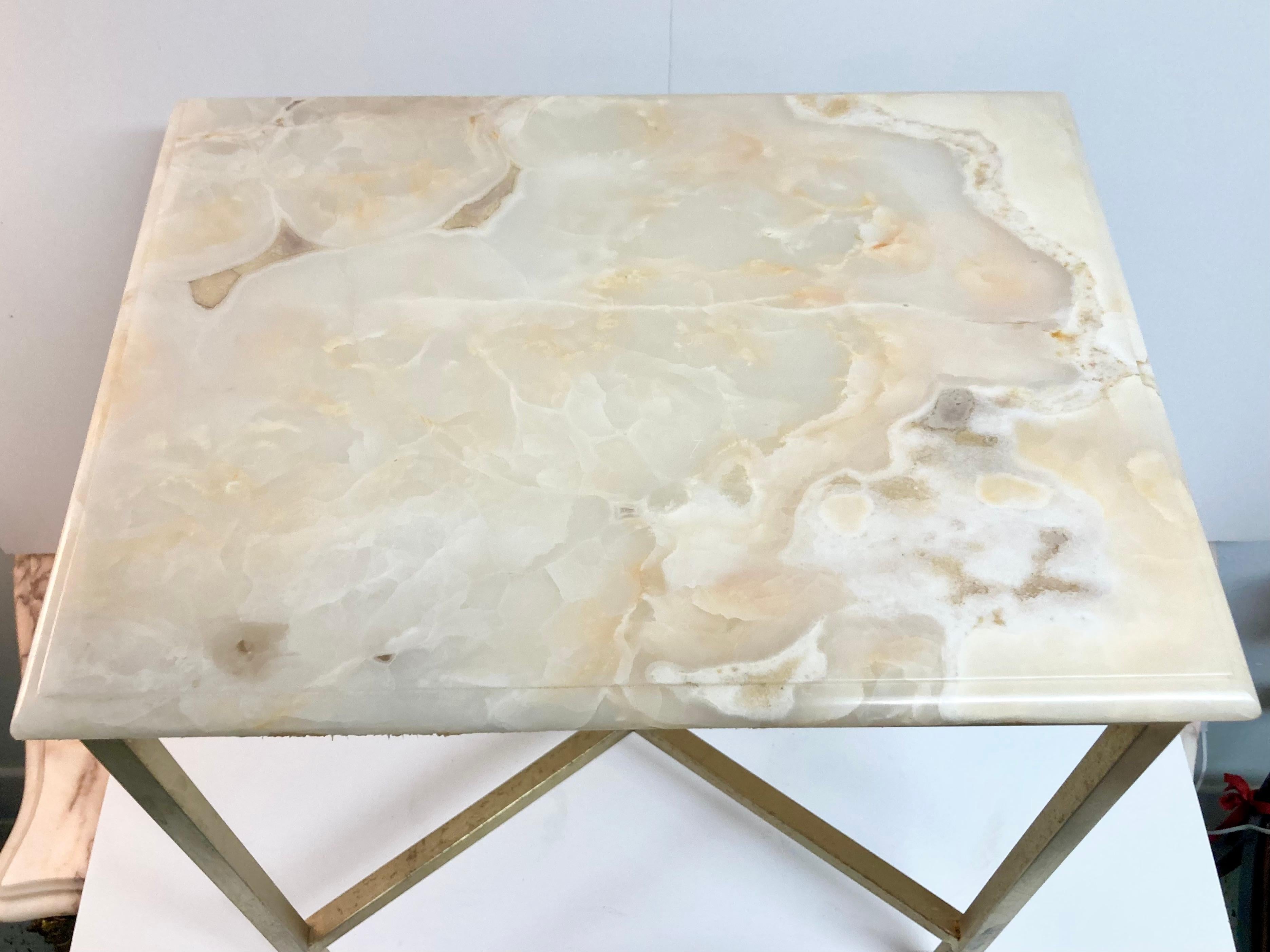 Metal Modern Todd Hase Cocktail Table With Onyx Top