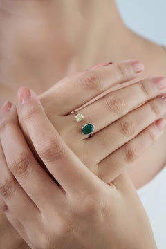 Modern Toi et Moi Emerald & Yellow Diamond Bypass Ring, 1.88ct in 18K White Gold