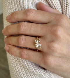 Bague de fiançailles moderne Toi Et Moi à deux diamants en or rose 18 carats