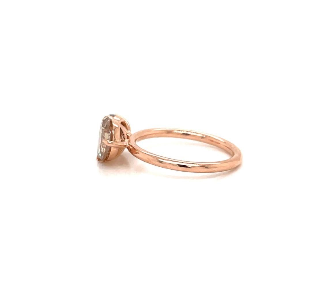 Pear Cut Modern Toi Et Moi Two Diamond Engagement Ring in 18k Rose Gold For Sale
