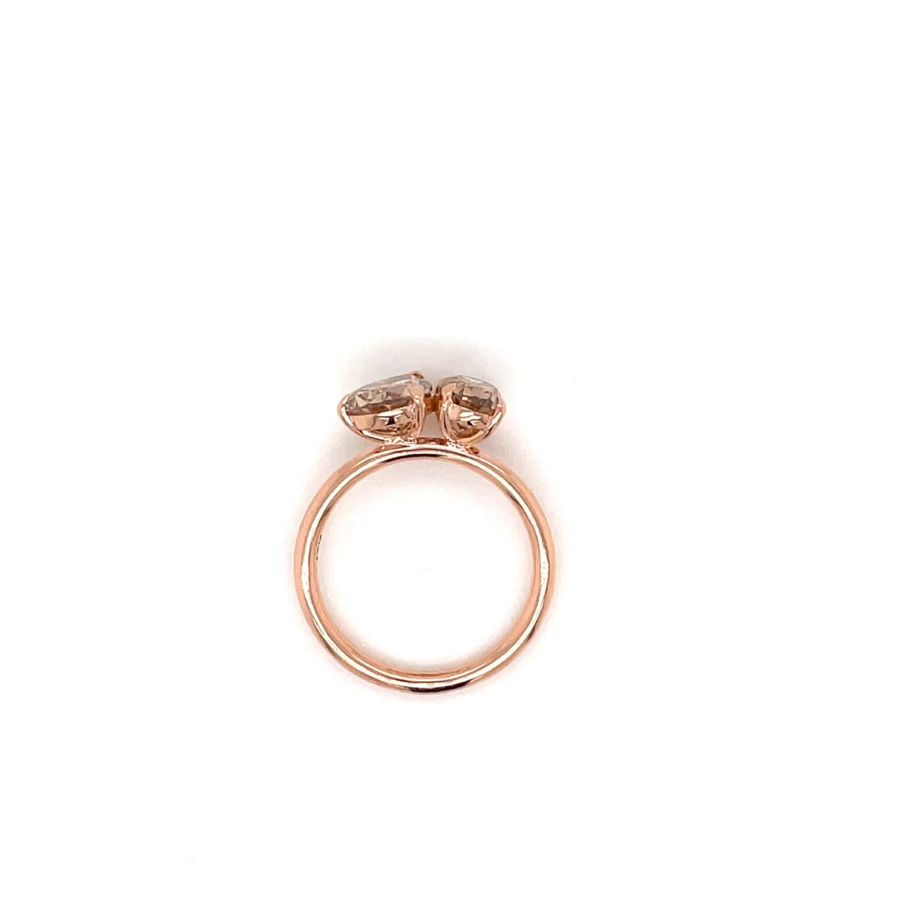 Women's Modern Toi Et Moi Two Diamond Engagement Ring in 18k Rose Gold For Sale