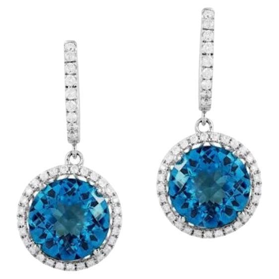 Modern Topaz Diamonds White Gold Lever-Back Earrings for Her For Sale