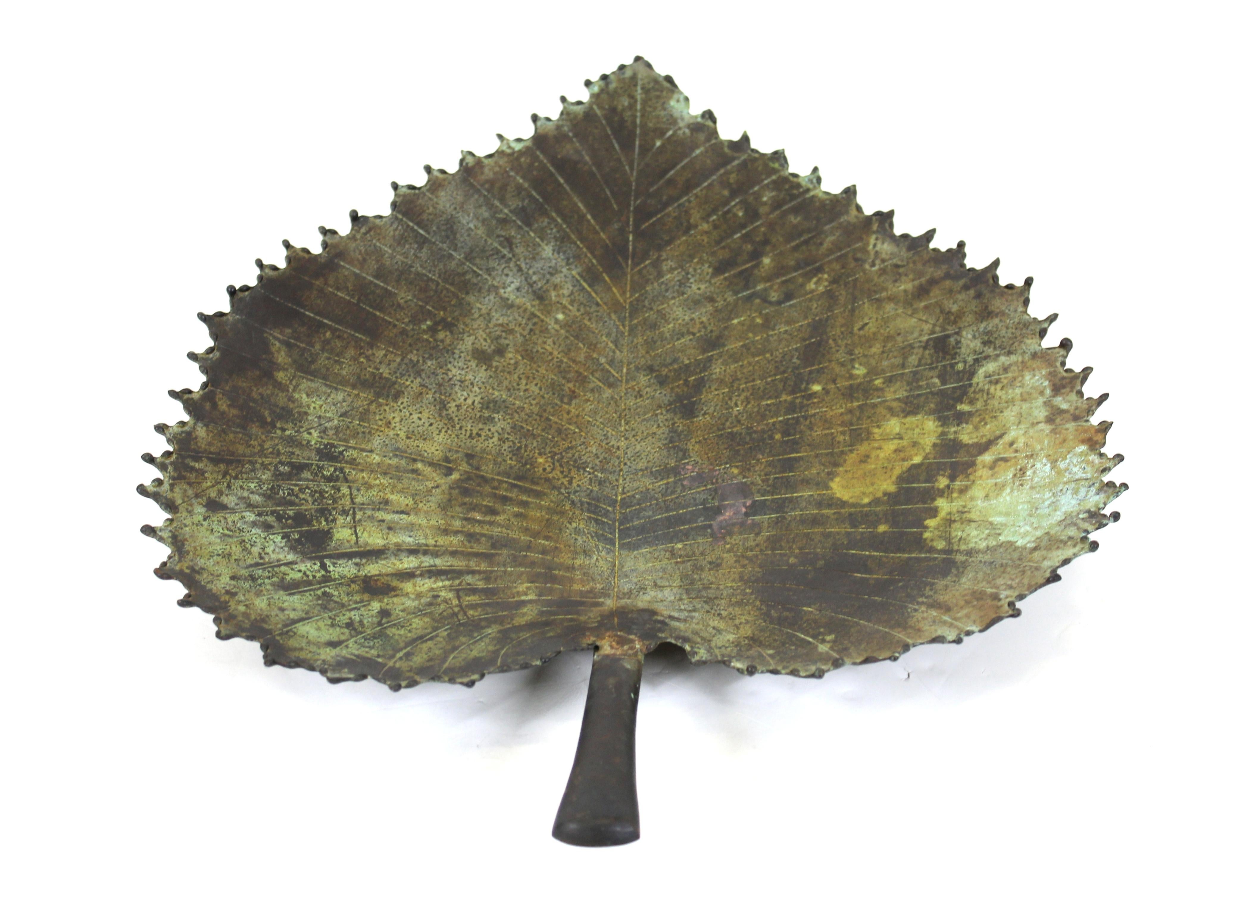 Modern Torch Cut Metal Leaf Tray In Good Condition For Sale In New York, NY