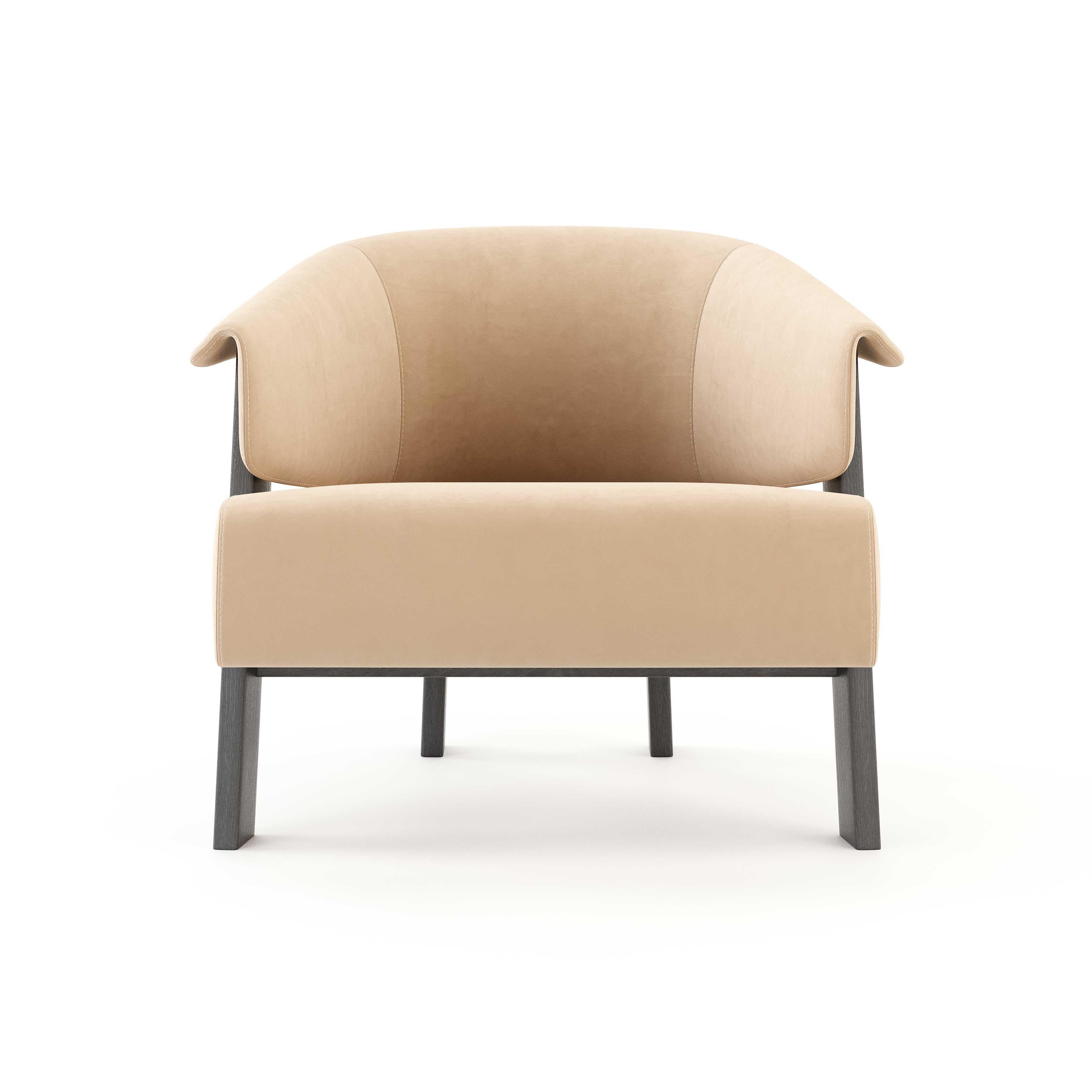 Moderne Fauteuil moderne Toro en chêne et daim, fabriqué à la main par Stylish Club en vente