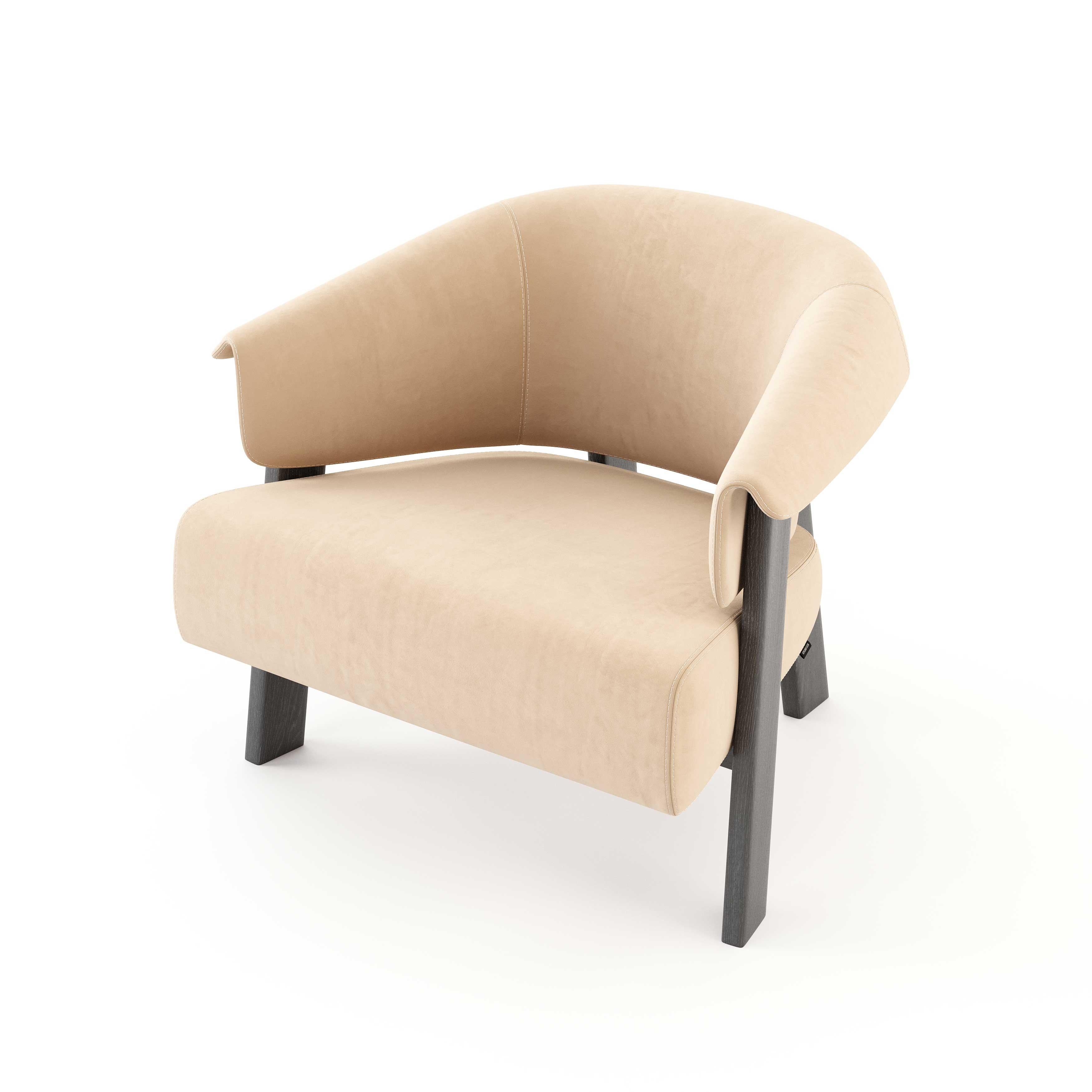 Hand-Crafted Modern Toro Armchair made with oak and suede, Handmade by Stylish Club For Sale