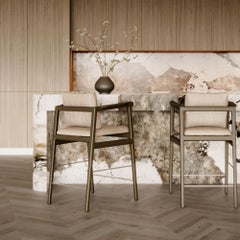 Modern Toro Bar Stool in Leather Upholstered Fabric, Handmade by Stylish Club