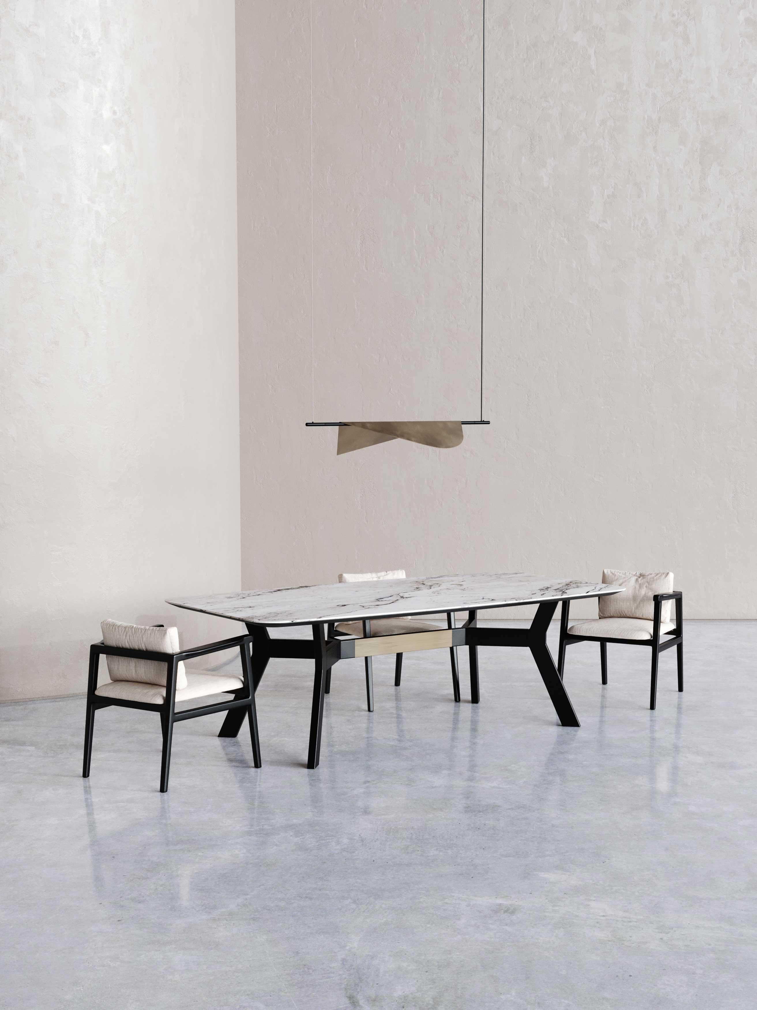 Sedia da pranzo moderna Toro in legno e tessuto, realizzata a mano da Stylish Club in vendita 4